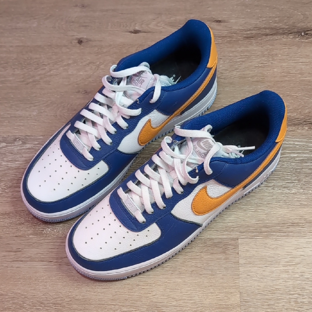 Nike Blue and Orange Sneakers with Premium Leather